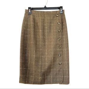 Norman Ambrose Wool Button Down Silk Lined Skirt 4